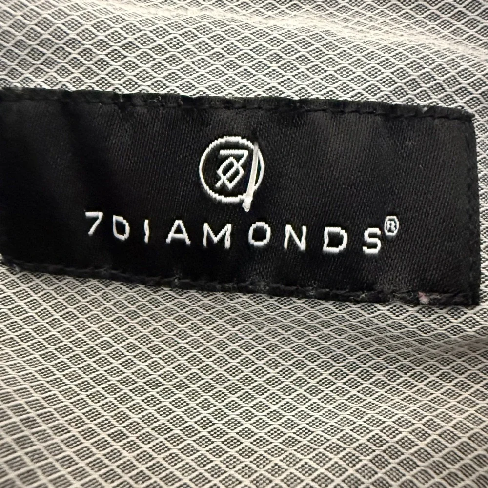 7 Diamonds Shirt‎ Mens Large Gray Diamond Grid Short Sleeve Button Down Casual